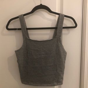 fine Gingham patterned wide strap tank top